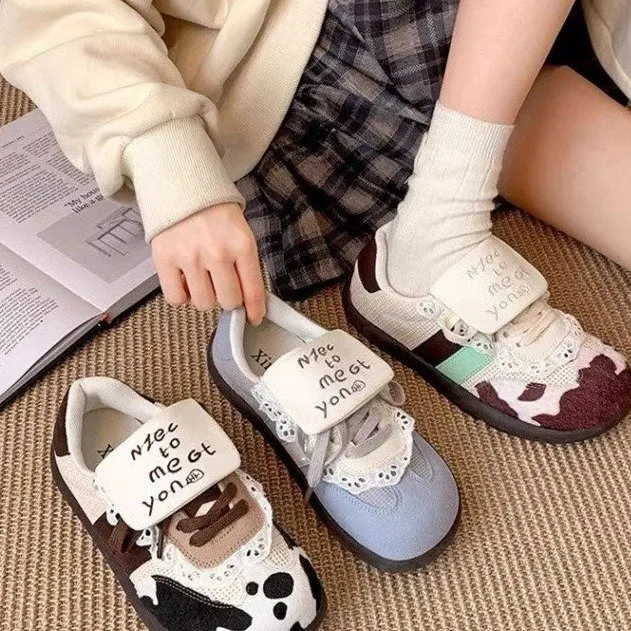 可爱甜妹泡芙鞋女2025春季新款网红爆款平底德训鞋休闲板鞋潮鞋