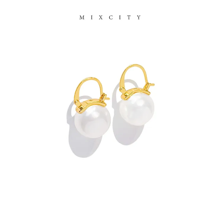 黄铜耳饰 【MIXCITY亚楠家】简约个性圆珠吊坠耳环9078