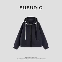 SUSUDIO 早秋百搭连帽百搭休闲撞色连帽开衫外套70284
