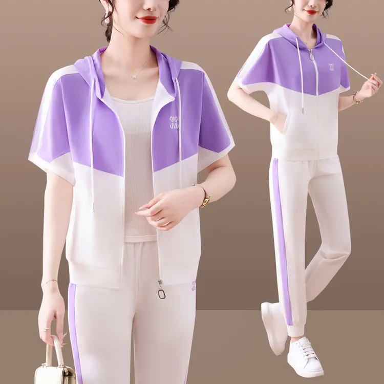 2025洋气休闲运动套装韩版夏季显瘦气质卫衣春秋时尚薄款连帽宽松