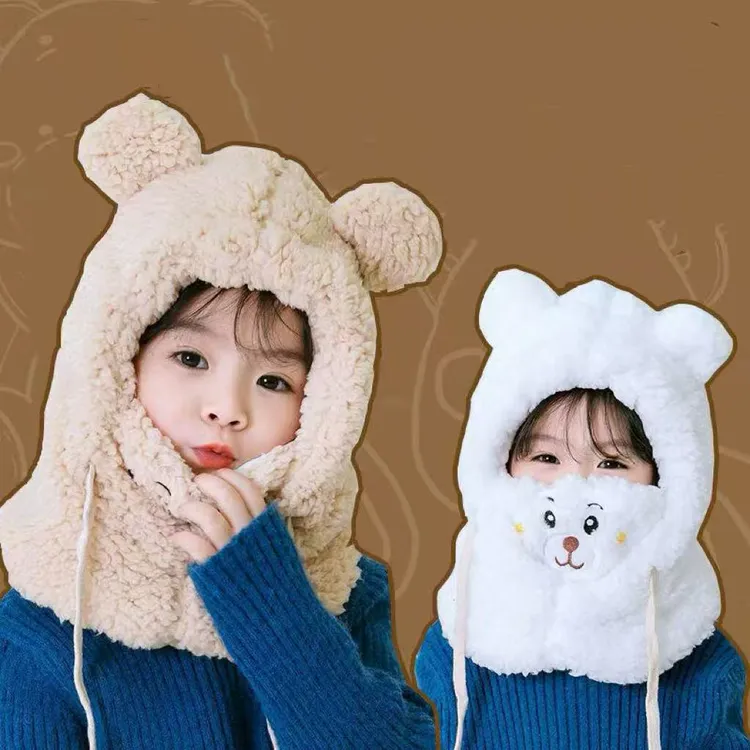 儿童帽子男孩秋冬季保暖头套电动车装备防寒防风公主护耳帽子新款