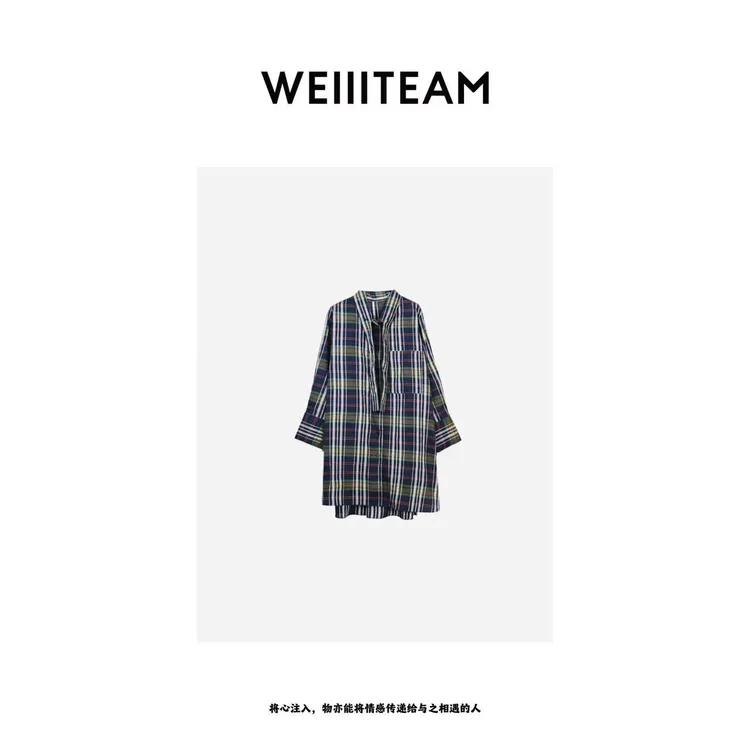 WEIIITEAM “颈间诗章”慵懒随性飘带格子衬衫外套 200119