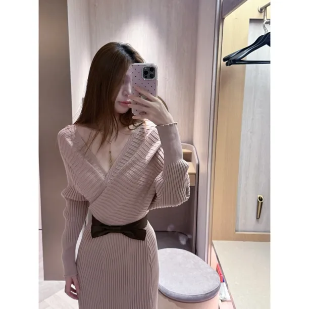 xiaowu 樱岛之恋时尚高腰显瘦百搭连衣裙轻奢优雅纯欲修身裙子B25