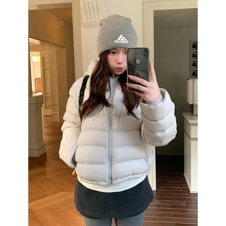 韩系通勤风百搭连帽排骨棉服女冬季新款系简约休闲显瘦减龄棉衣潮