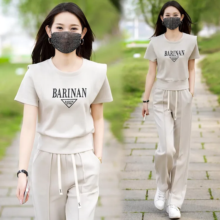 高含棉时尚高级感休闲套装女2026年夏季新款减龄卫衣阔腿裤两件套