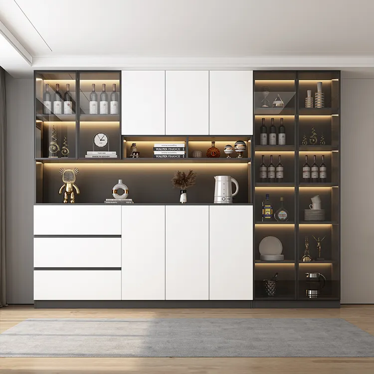 餐边柜靠墙一体展示柜现代简约置物柜家用酒柜茶水柜收纳储物柜子