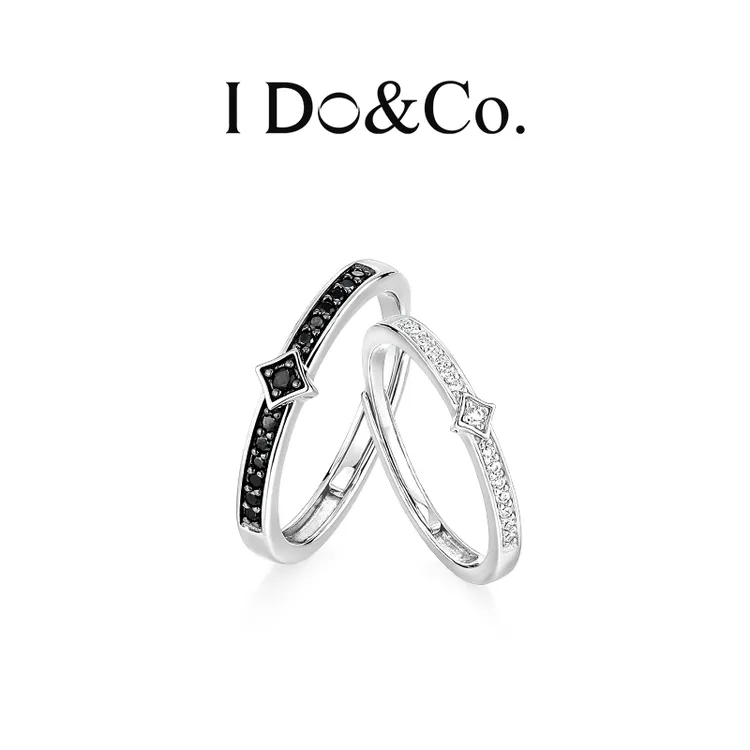 I Do&Co. 925银戒指 朝暮相思情侣对戒开口可调节对戒小众高级