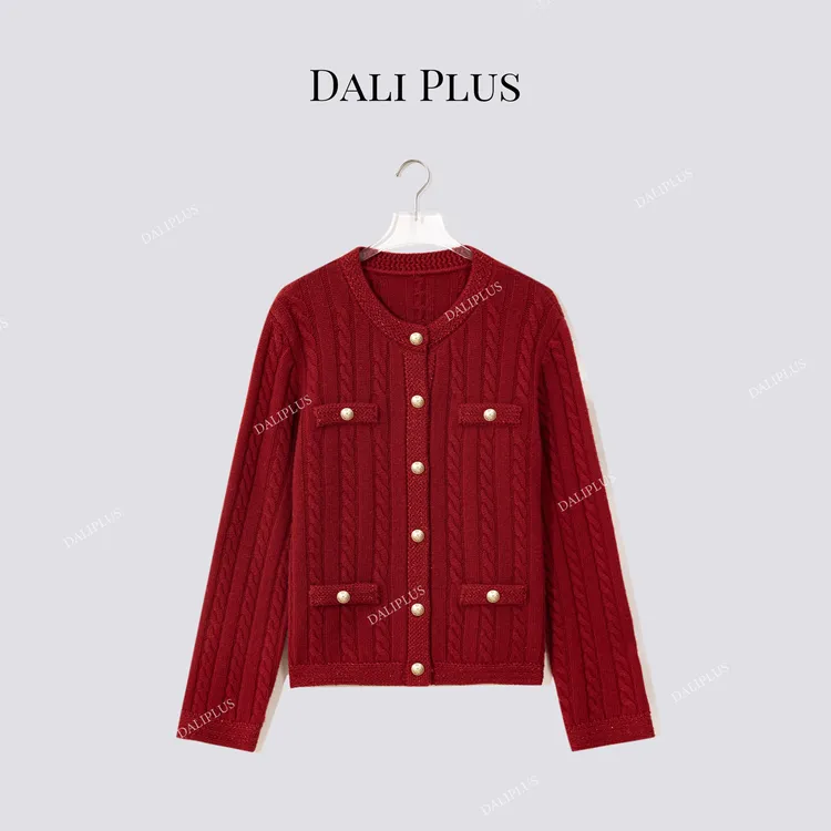DALI PLUS全羊毛搅花红针织”圣诞系列氛围感软糯针织衫-D5MM3359