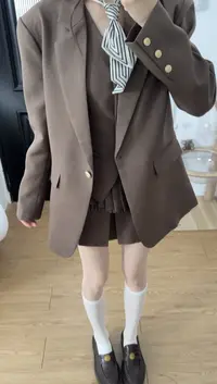 小小仟 老钱风西装外套套装女早秋复古高级V领马甲/阔腿拖地裤