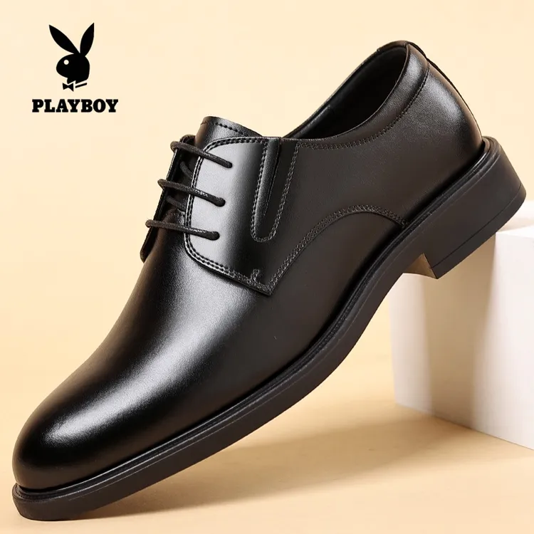花花公子品牌男鞋秋冬季真皮内增高商务结婚新郎保暖加绒休闲皮鞋