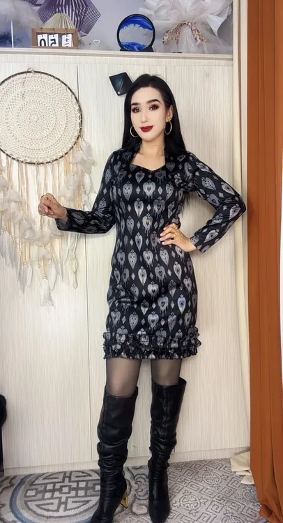 39中长裙长袖高弹力秋季短裙连衣裙打底加厚2026年爆款