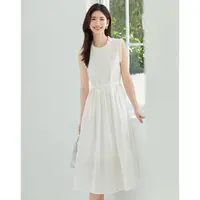 【品牌女装】朗文斯汀纯色气质中长款连衣裙DZML4205D12412