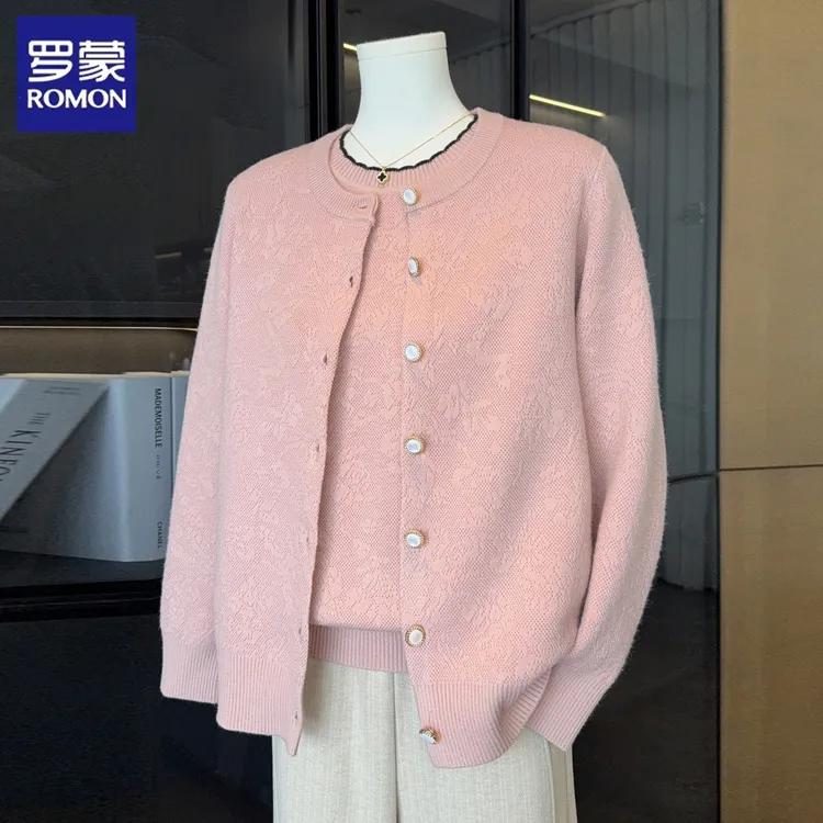 罗蒙时尚妈妈秋装针织开衫外套两件套装50岁60中老年女春秋上衣服
