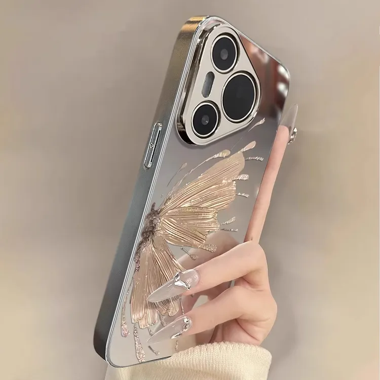 金蝴蝶镜面适用华为Pura80pro新款手机壳mate70air高级感p80防摔