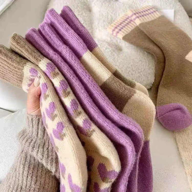 【四双】加厚袜子中筒防寒秋冬毛绒发热女保暖冬季超厚毛圈长筒袜pp