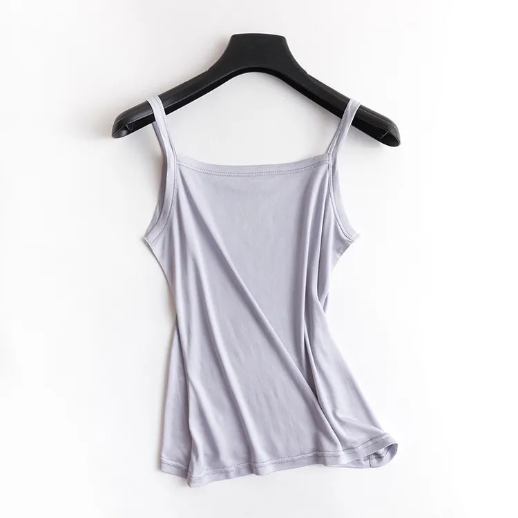 LuckyUU唐格新款百搭白色桑蚕丝吊带衫上衣内搭打底真丝吊带背心