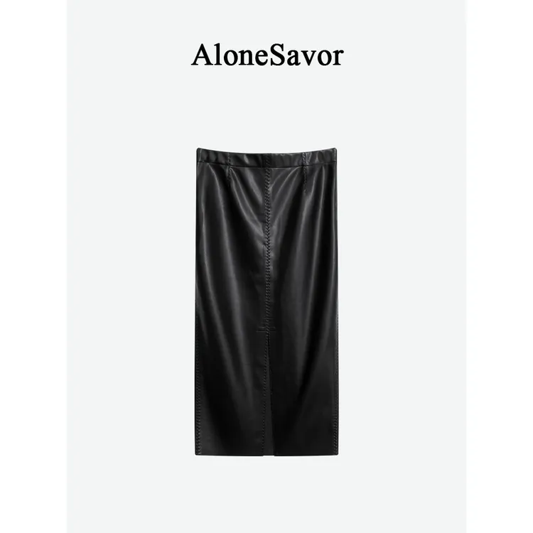 【ALONE SAVOR】龍喜儿职场锐影法式复古摩登开叉半身裙K595