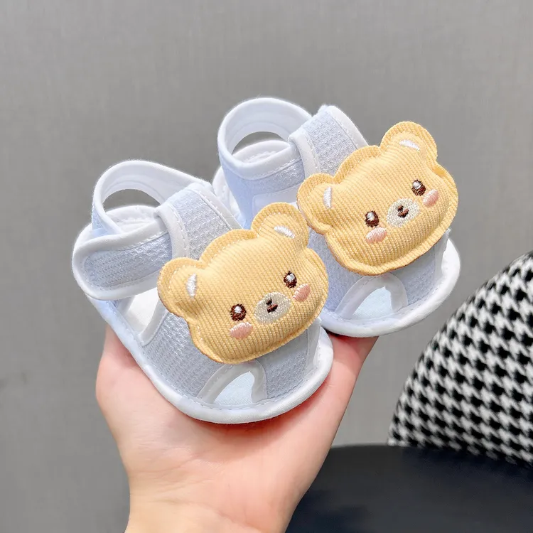 夏季0-1岁婴儿鞋男女宝宝软底步前鞋可爱棉布鞋子防滑透气凉鞋