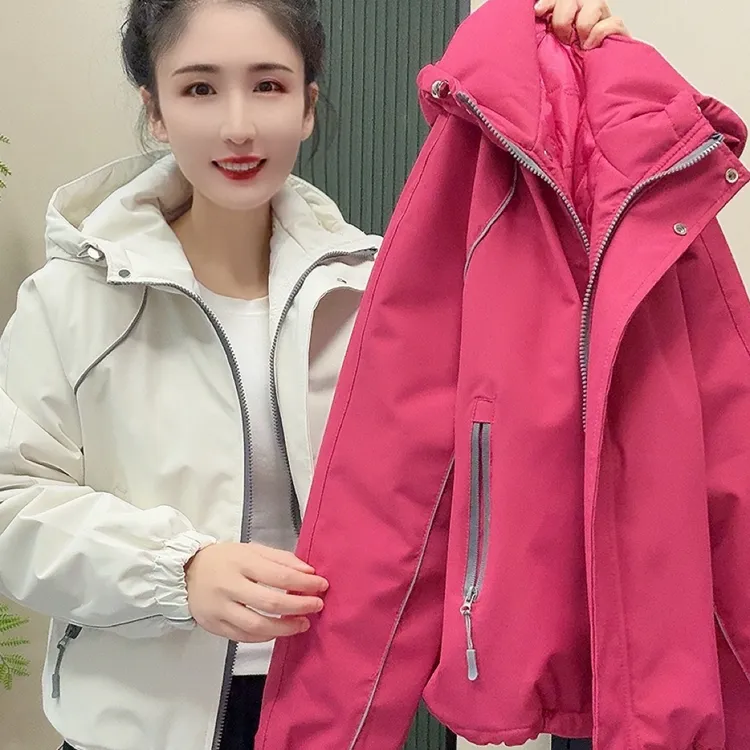 秋冬款拉链连帽套加棉加厚运动风棉服