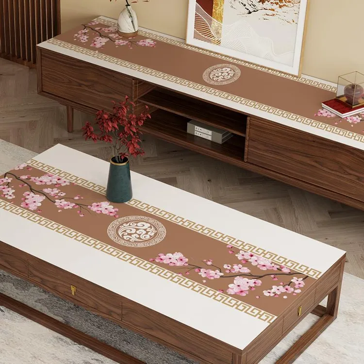新中式茶几垫子防水防油硅胶长方形餐桌垫防烫免洗电视柜桌布家用