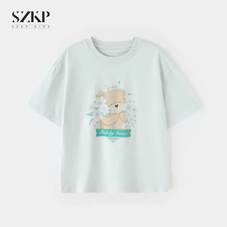 SZKP夏季新款女童薄款吸汗短袖中大童休闲洋气儿童t恤BGYX551627