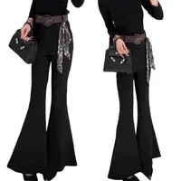 ADLA秋季新款裤子微喇裤高腰喇叭裤显瘦显身材长裤W018送腰带