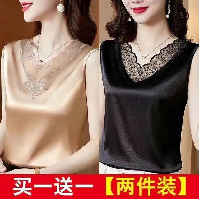 单/两件蕾丝V领新款吊带大码女装夏季内搭外穿无袖打底上衣背心女