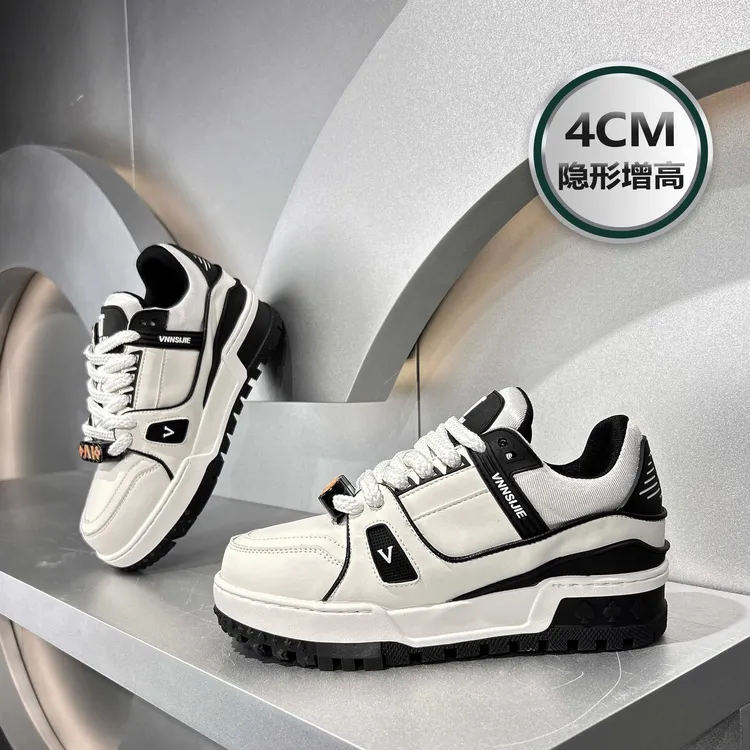 2025秋冬新款男士个性擦色做旧胖丁鞋子时尚潮流休闲百搭厚底板鞋