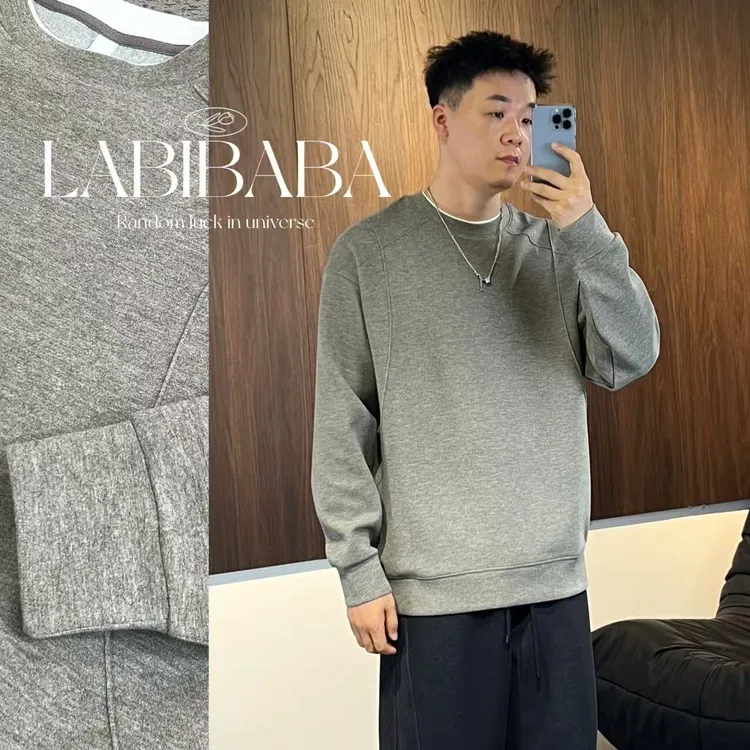 『LABIBABA』66815秋季羊毛混纺圆领假两件/休闲宽松长袖卫衣