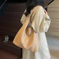 韩式编织托特包简约风单肩包小众单肩职场通勤学生大容量包包-m
