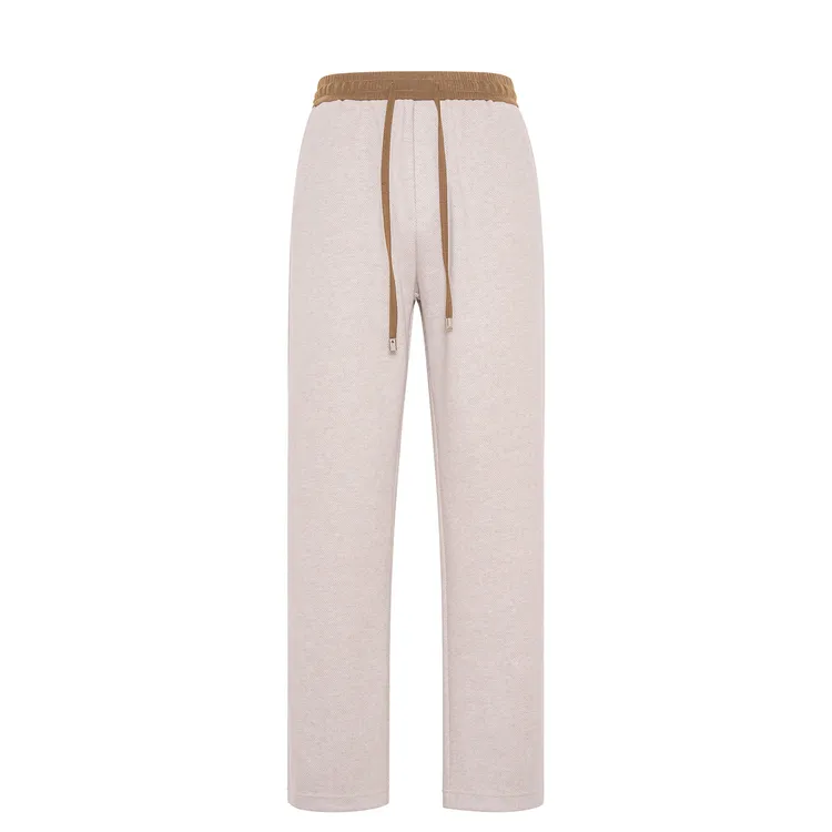 醋酸羊毛混纺休闲裤男款秋冬撞色直筒裤子男生百搭垂感阔腿长裤男