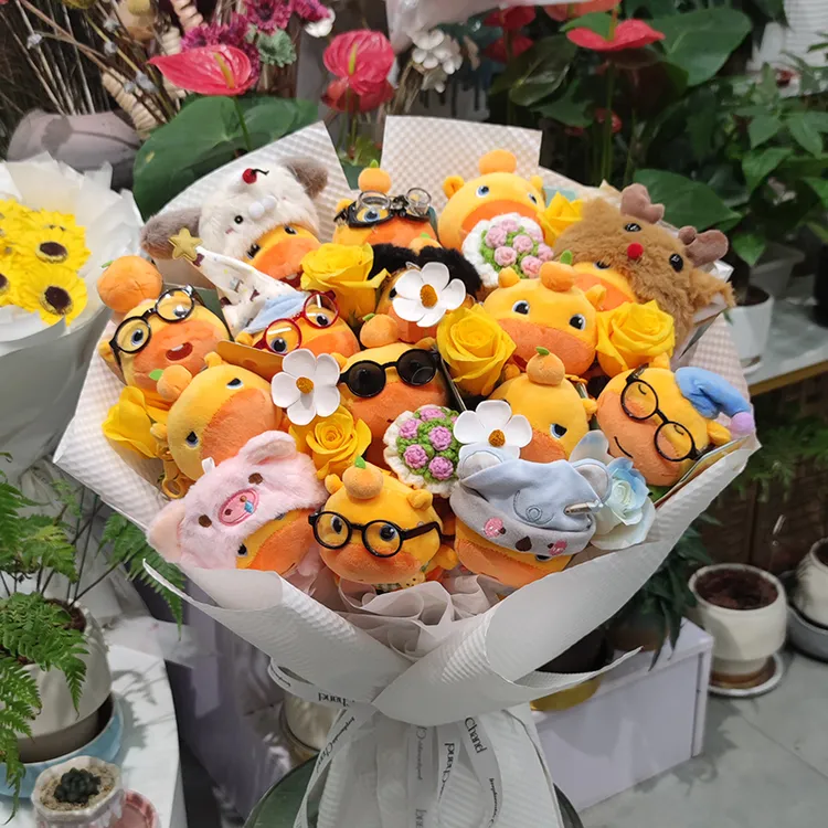 水豚正版噜噜花束包包挂件毛绒公仔学生挂饰中秋礼物生日女生礼物