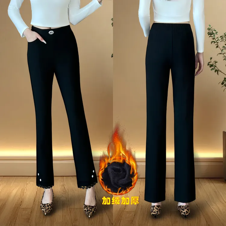 百花果2025秋冬新款高腰修身九分女长裤烟管裤