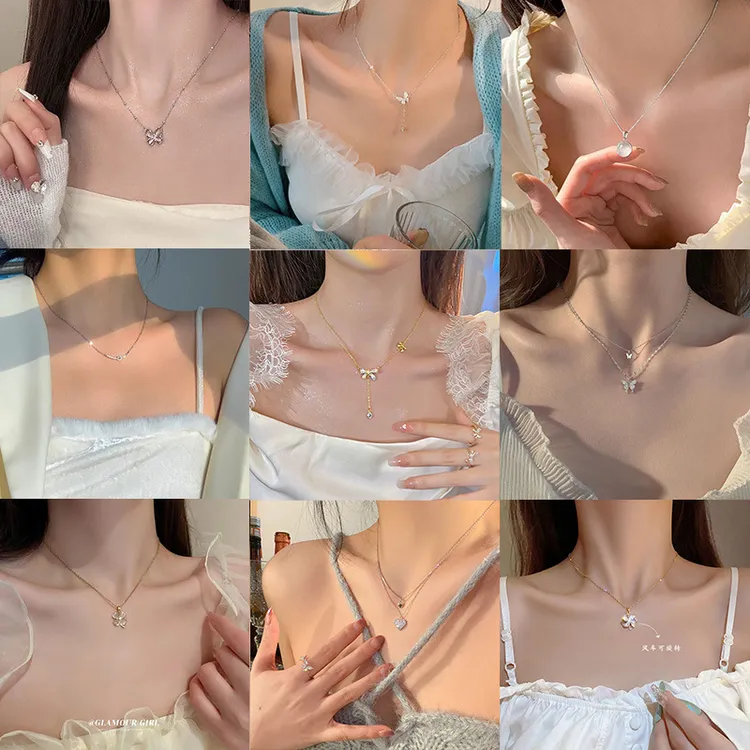 钛钢亚克力项链韩版风小众设计钛钢项链饰品女百搭高级感网红轻奢