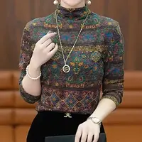 德绒妈妈加绒高档秋冬打底衫半高领洋气减龄遮肚子显瘦小衫女