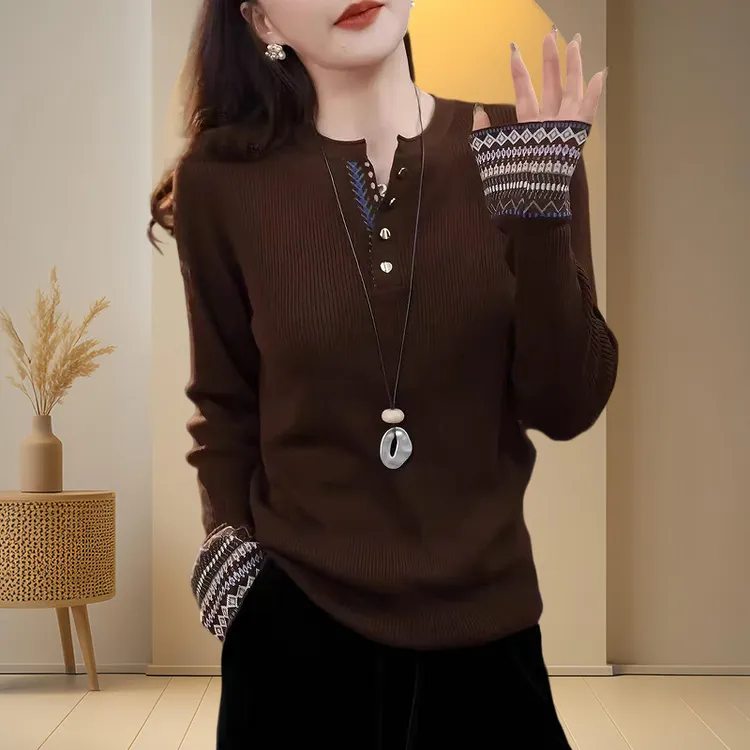 时尚百搭网红显瘦秋冬毛衣针织衫女装中青年适用2025秋季新款半开