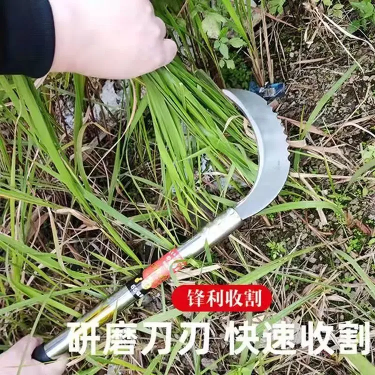 农用锰钢加厚不锈钢柄镰刀绿化割草刀割麦弯刀户外开路野钓修枝刀
