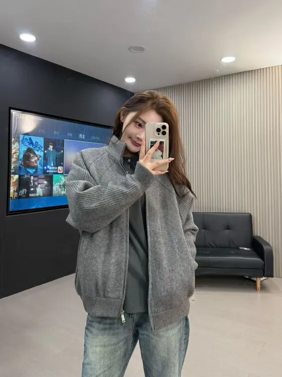 2025秋冬季立领羽绒毛衣外套男秋冬季新款宽松男女同款