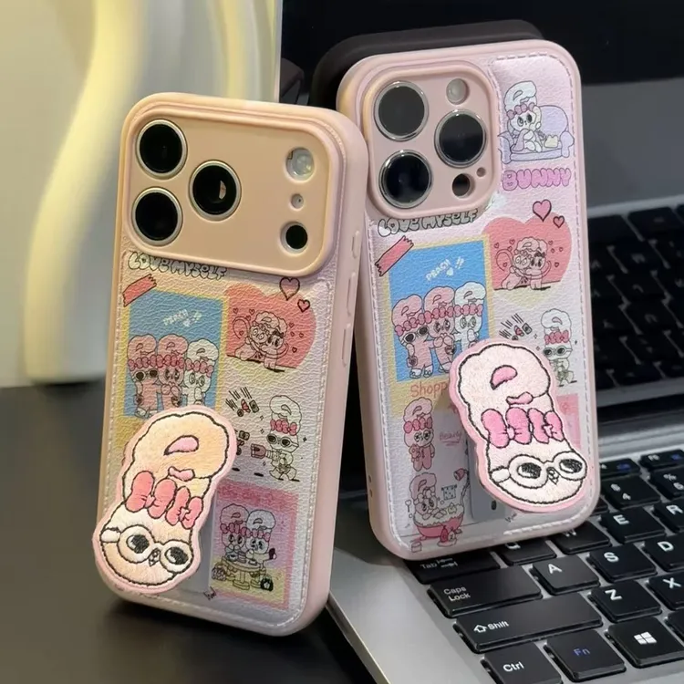 刺绣艾丝乐小兔支架适用苹果17/16promax手机壳小米17vivoppo华为