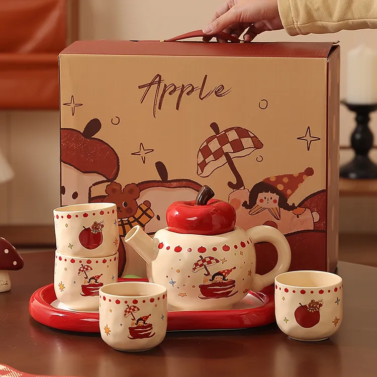 苹果陶瓷茶壶泡茶家用精致茶具套装茶具套装新年新居订婚新婚礼物