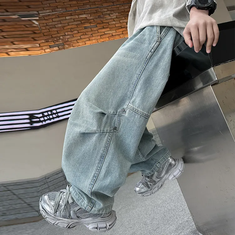 【2025秋款上新】男童牛仔裤儿童潮酷洋气宽松春秋季长裤中大童裤子