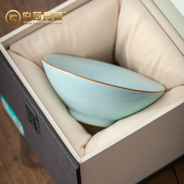 BERTHA DENTON天青汝窑陶瓷主人杯斗笠杯开片可养品茗杯功夫茶具