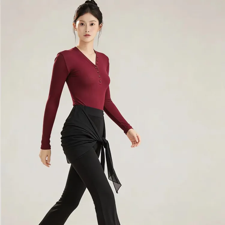 形体走秀训练服装女棉质黑色弹力优雅练功服现代舞开裆连体服新款