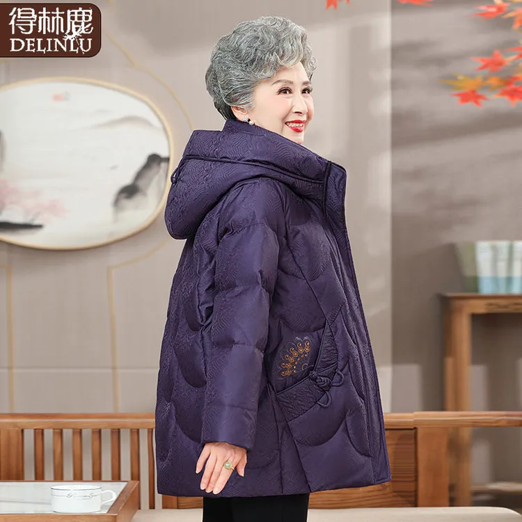 奶奶冬装羽绒服2025新款中老年女款棉袄老年人衣服妈妈冬季外套
