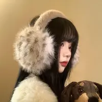 秋冬款加厚豹纹复古毛绒耳罩女毛茸茸耳包耳套加厚保暖耳暖耳捂子
