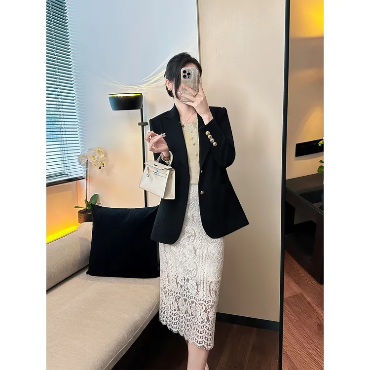 YOU SEE/柚见 甄选！知性优雅~极简通勤高级感廓形黑色西装外套女