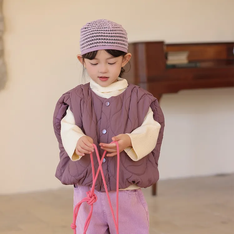 儿童2025棉服马甲韩版童装秋冬女童新款洋气纯色保暖坎肩背心外套