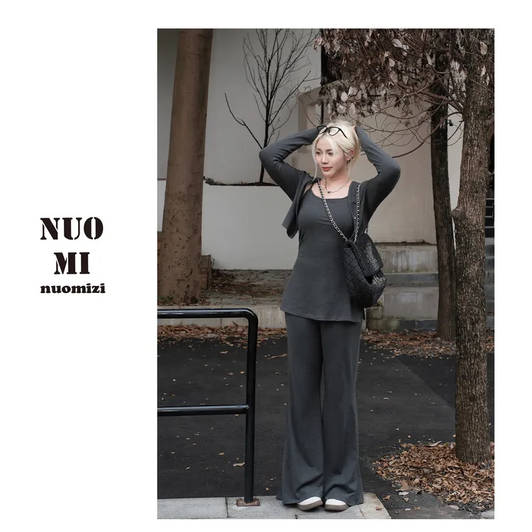 ZOZ糯米子[懒人裤]韩式阔腿裤初秋小众显瘦收腰时尚设计感休闲裤