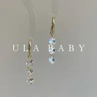 铜合金合成锆石耳饰 【喜儿ula】9-21-13气质流苏悬浮冷淡风耳钉