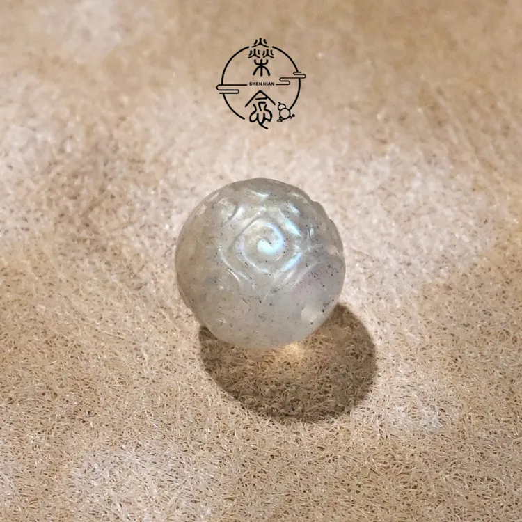 8/10MM彩月光石回纹圆珠星月108文玩手串DIY配饰配珠顶珠腰珠隔珠